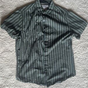 Denim & Flower Green Striped Casual Button Down Shirt